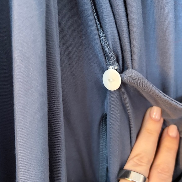 Caden Lane Solid Dusty Blue Bamboo Knit Maternity Robe OS - Picture 6 of 8